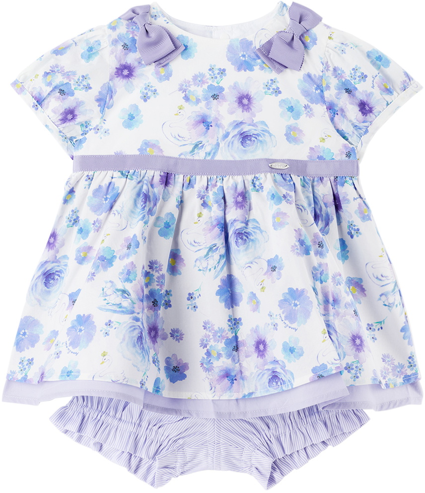 ANNA SUI MINI Baby Purple Floral Dress & Bloomers Set ANNA SUI MINI Baby Purple Floral Dress & Bloomers Set
