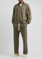 Palm Angels Logo-embroidered Cotton Sweatpants Taupe