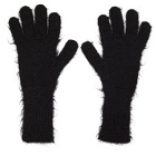 Raf Simons Black Mohair Short Logo Gloves