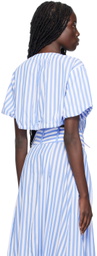 Staud Blue & White Ellington Blouse