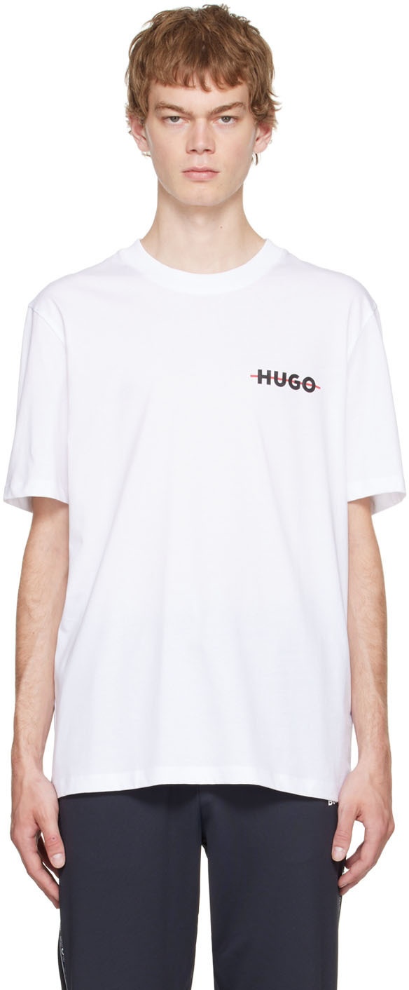 Hugo White Cotton T-Shirt Hugo Boss