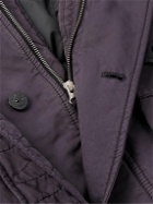 Stone Island - Logo-Appliquéd Shearling-Trimmed Shell Down Jacket - Purple