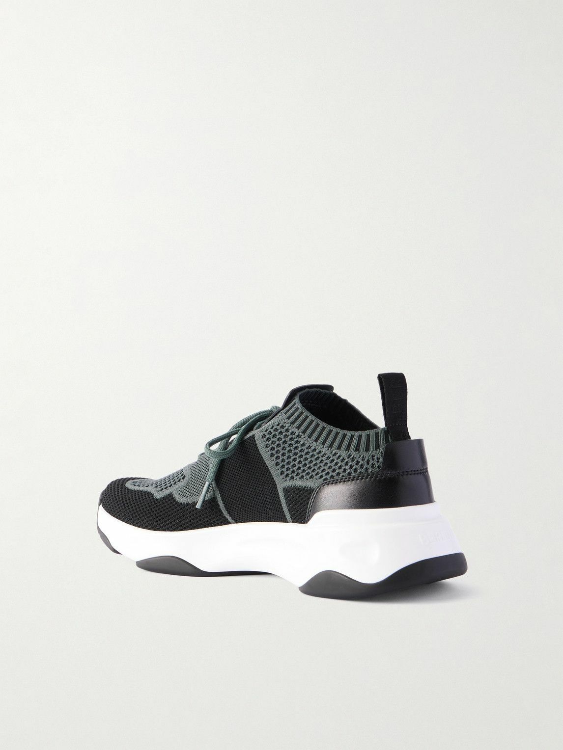Berluti - Shadow Leather-Trimmed Stretch-Knit Sneakers - Black