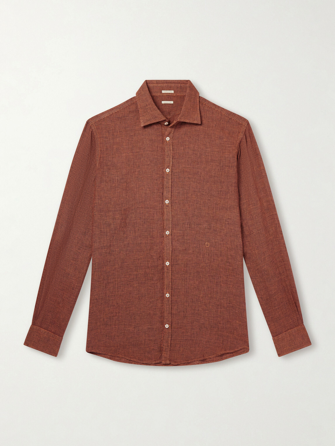 Massimo Alba - Genova Houndstooth Cotton Shirt - Orange
