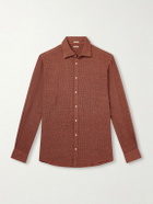 Massimo Alba - Genova Houndstooth Cotton Shirt - Orange