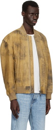BOSS Tan Distressed Suede Bomber Jacket