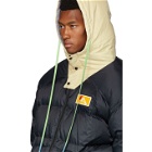 Off-White Navy and Off-White Down Scaffolding Zipped Puffer Jacket