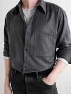 NN07 - Freddy 10052 Pinstriped Wool-Blend Flannel Shirt - Gray