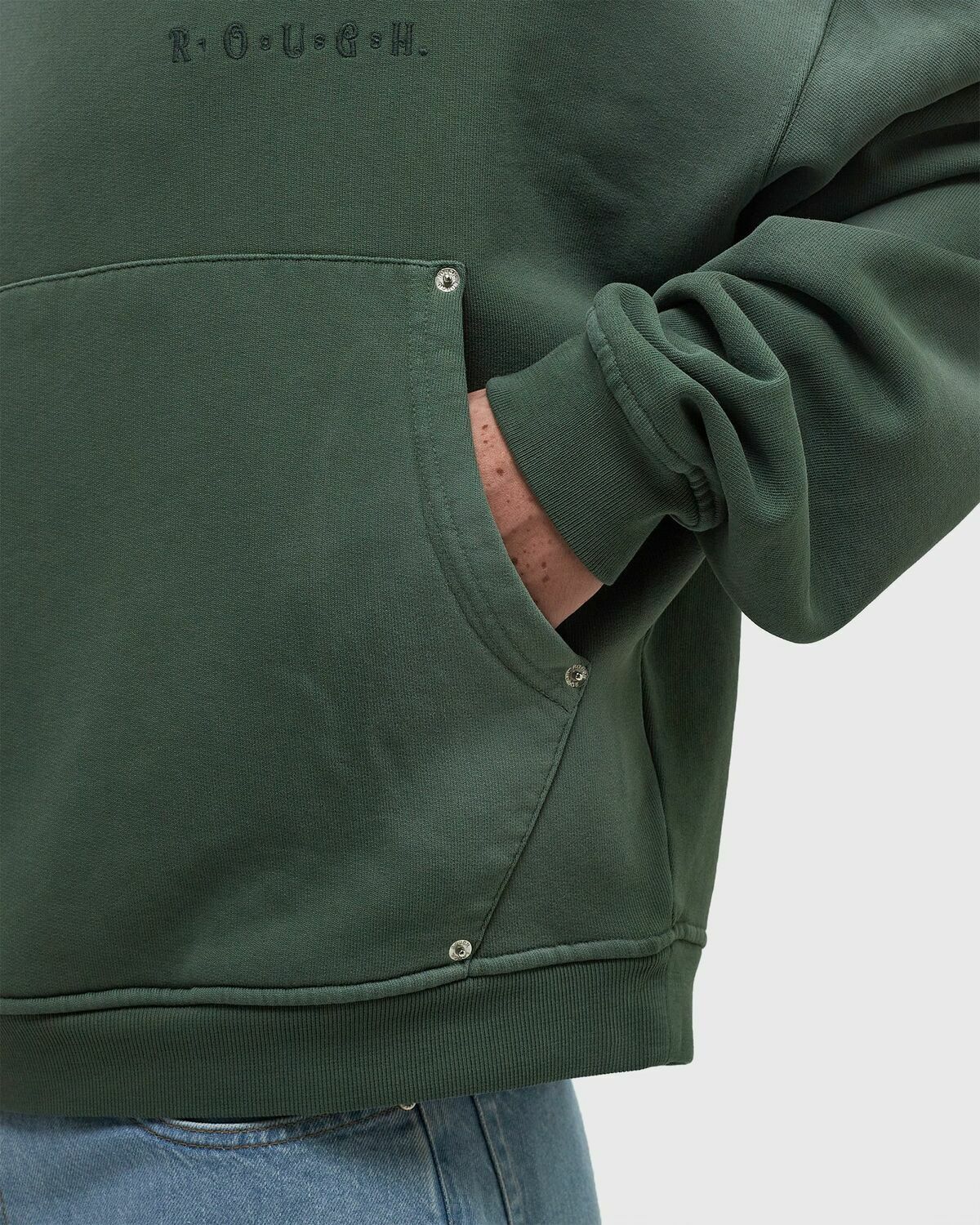 Rough. FIG LEAF HOODIE Green Mens Hoody