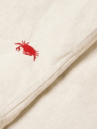 Portuguese Flannel - Crab Embroidered Linen and Cotton-Blend Shirt - Neutrals