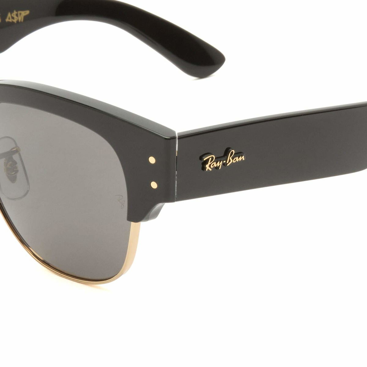 Ray-Ban x A$AP Rocky Mega Clubmaster Sunglasses in Black On Gold/Dark Grey 