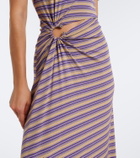 Rabanne Cutout gathered striped crêpe maxi dress