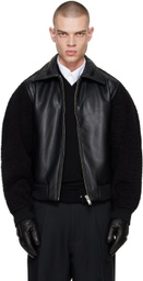Random Identities Black Faux-Shearling & Faux-Leather Bomber Jacket