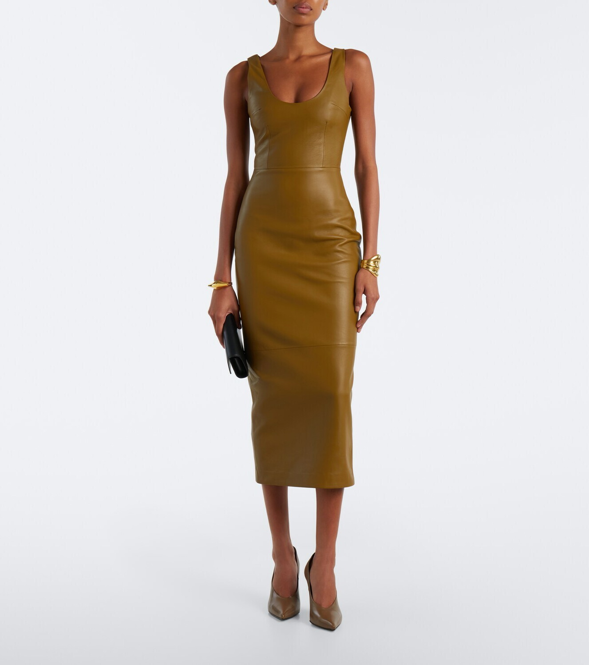 Alex Perry Leather midi dress