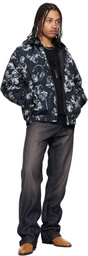 Versace Jeans Couture Black Barocco Reversible Down Jacket
