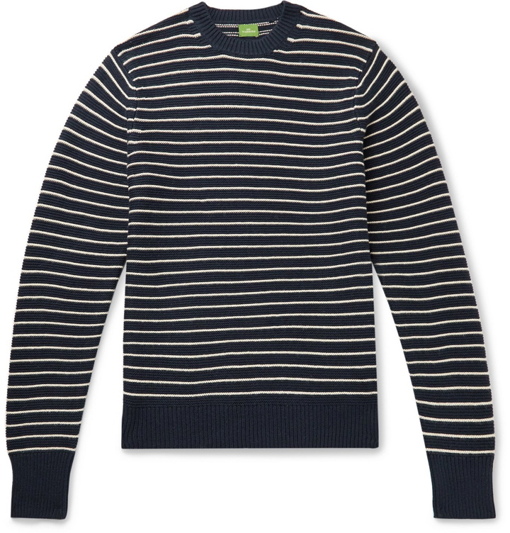 Photo: Sid Mashburn - Slim-Fit Striped Cotton and Cashmere-Blend Sweater - Blue