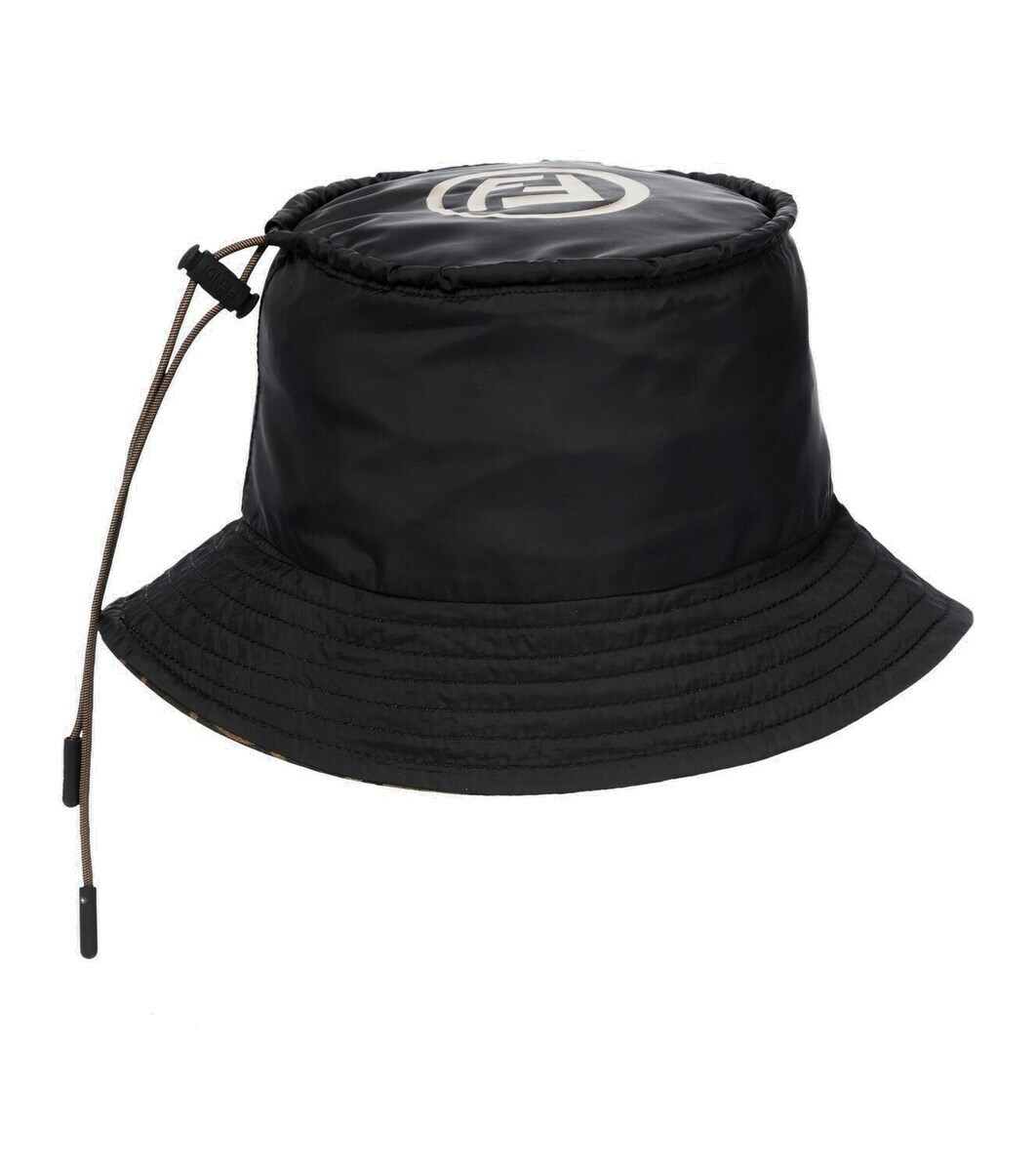 Fendi Beige & Black Raffia 'Forever Fendi' Bucket Hat Fendi