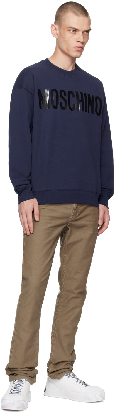 Moschino Navy Bonded Logo Sweatshirt