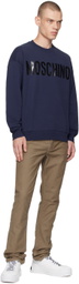Moschino Navy Bonded Logo Sweatshirt
