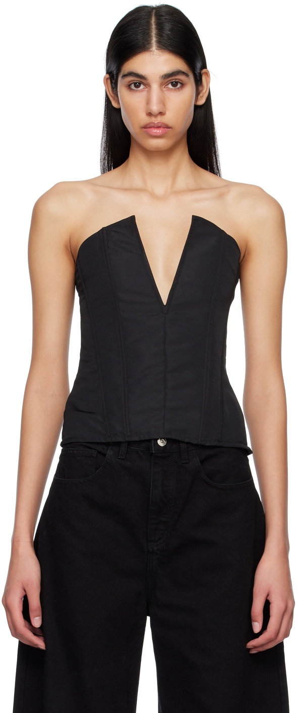 Marques' Almeida Strap Corset Top With Waist Flounce In Yellow