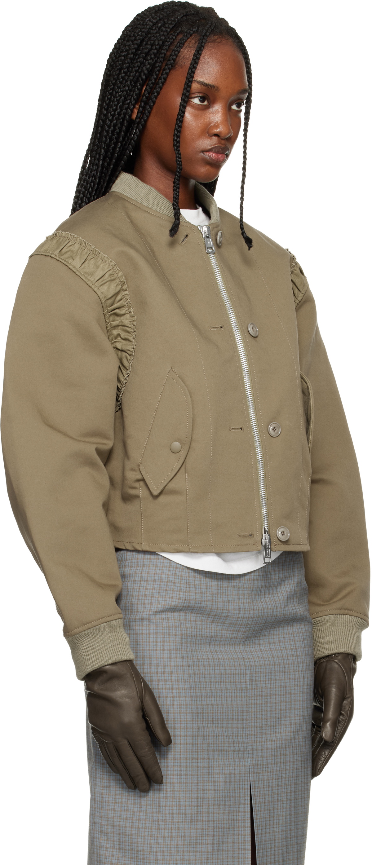 OUR LEGACY Khaki Frill Bomber Jacket
