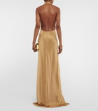 Costarellos Nara gathered metallic gown