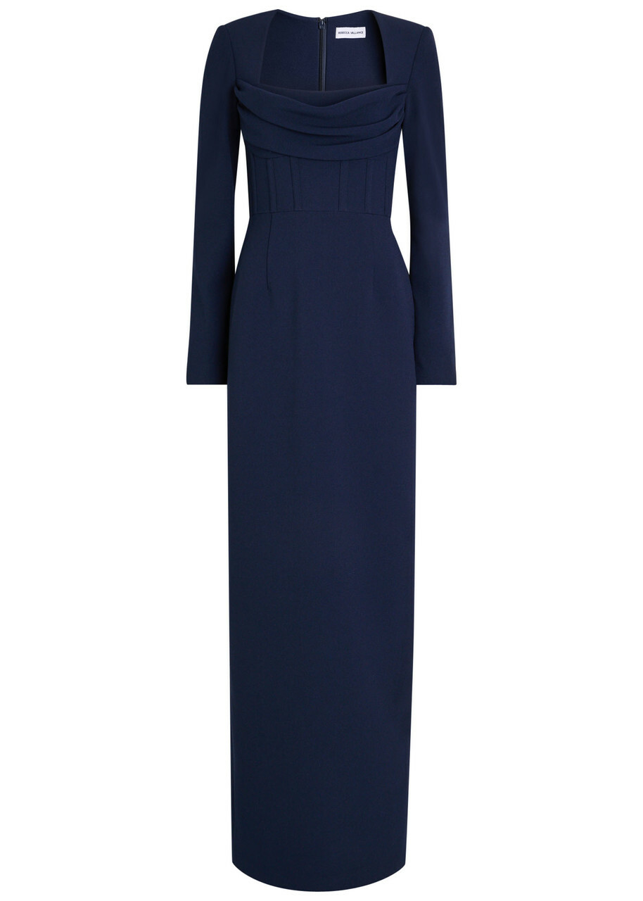 Rebecca Vallance Nemy Crepe Maxi Dress Navy