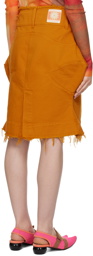 Paula Canovas Del Vas Orange Paneled Denim Miniskirt