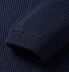 NN07 - Phil Slim-Fit Ripstop-Trimmed Ribbed Merino Wool-Blend Sweater - Men - Navy