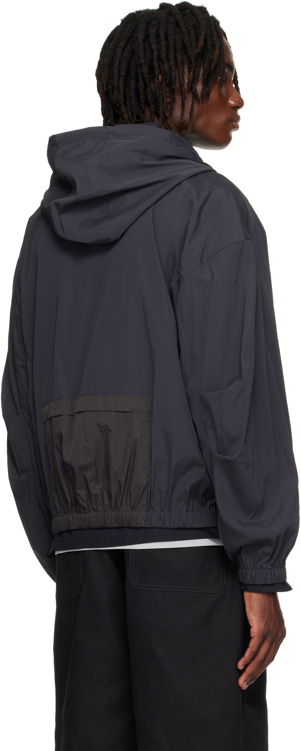 AMOMENTO Gray Nylon Hooded Jacket