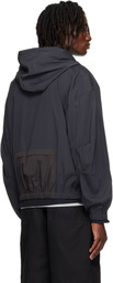 AMOMENTO Gray Nylon Hooded Jacket