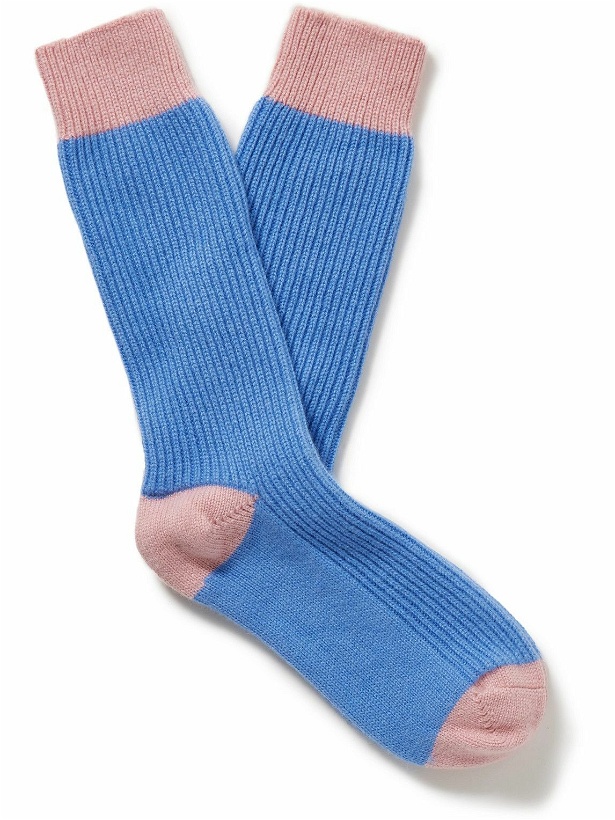 Photo: Guest In Residence - Two-Tone Ribbed Cashmere Socks