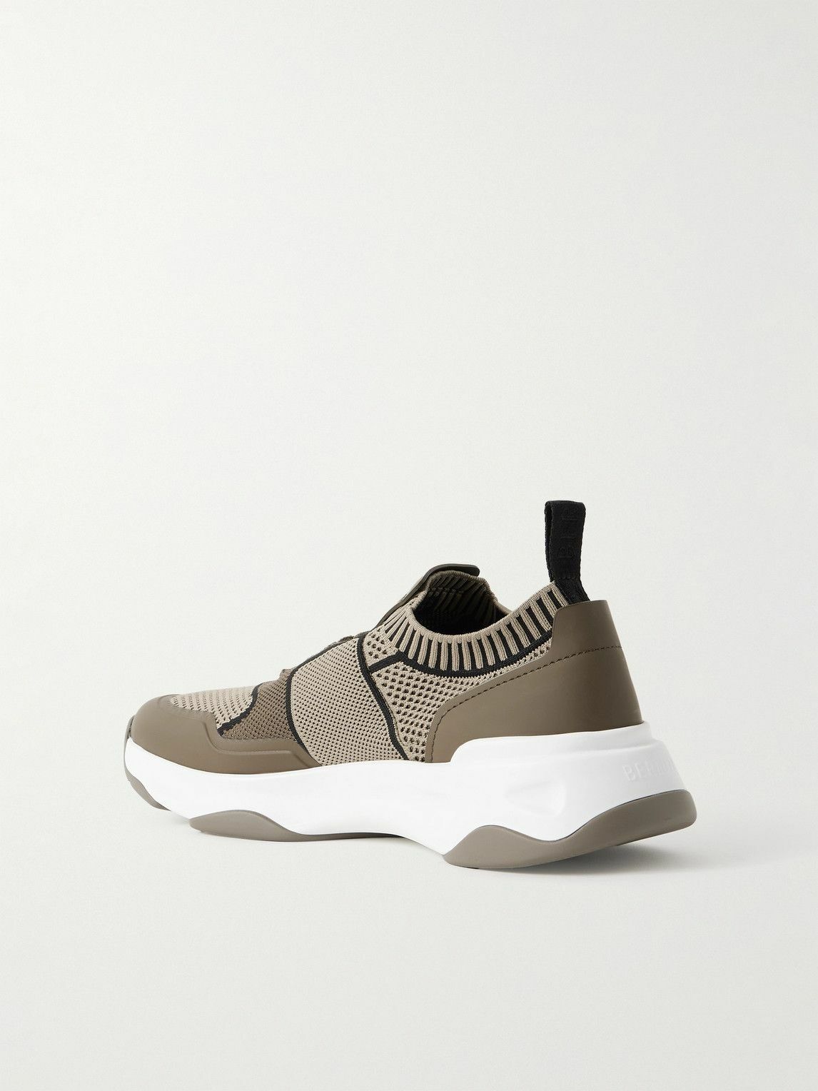 Berluti - Shadow Rubber and Leather-Trimmed and Coated Stretch-Knit Sneakers - Neutrals