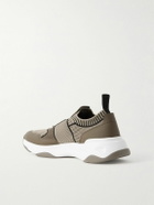 Berluti - Shadow Rubber and Leather-Trimmed and Coated Stretch-Knit Sneakers - Neutrals