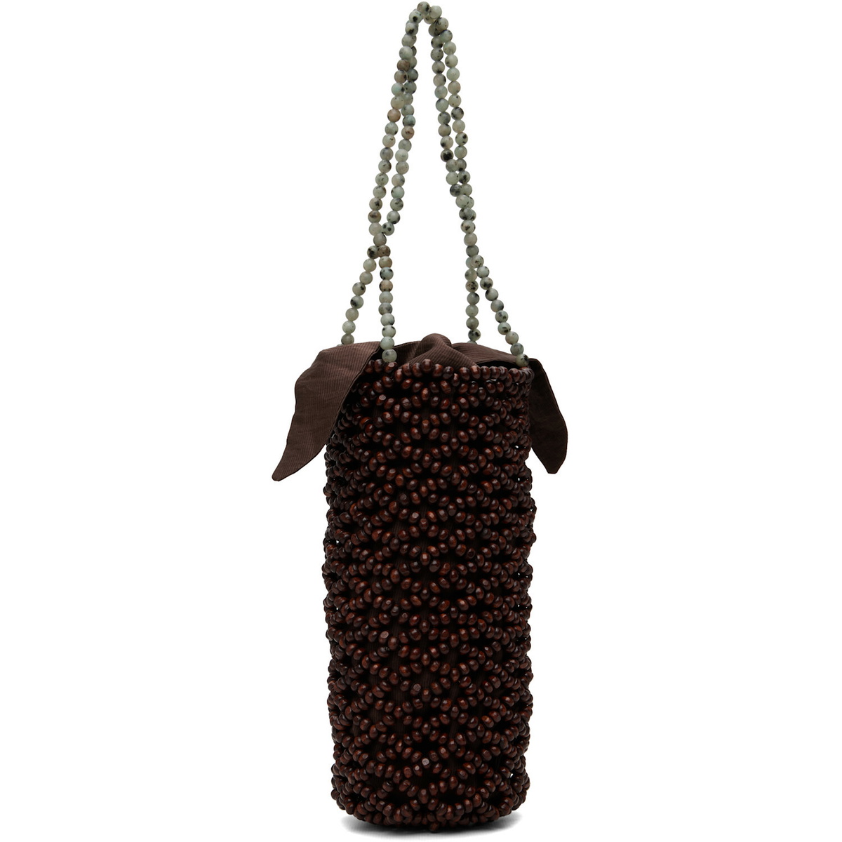 Cordera Brown Handmade Wooden Beaded Bag