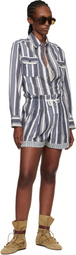 Isabel Marant Etoile Navy & Off-White Nirma Summer Striped Shorts