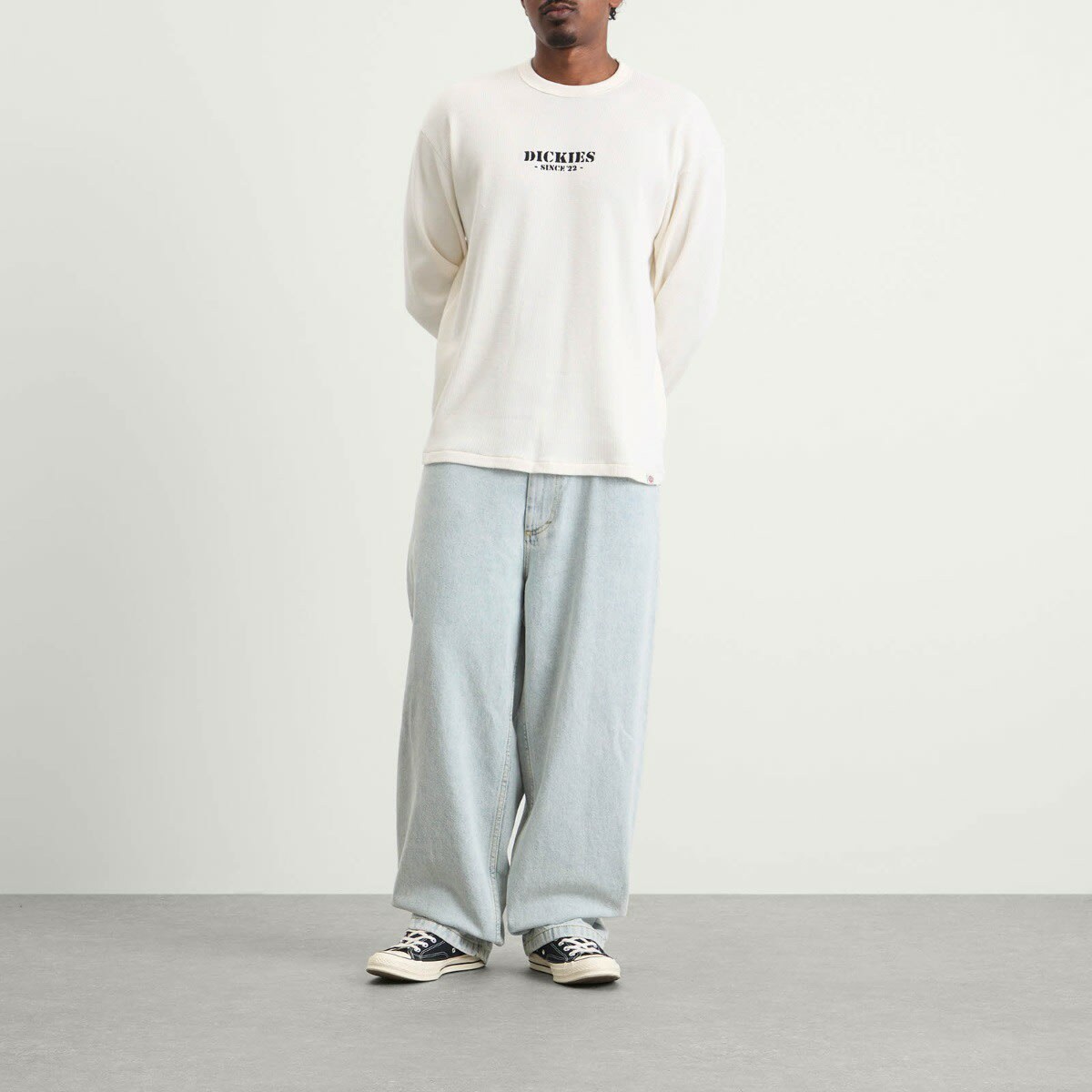 Dickies Men's Long Sleeve Waffle T-Shirt in Egret