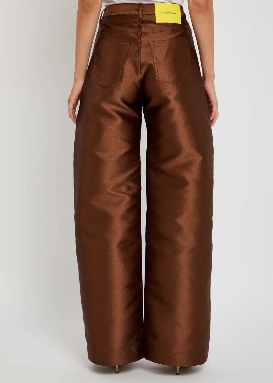Marques' Almeida Wide-leg Mikado Trousers Brown