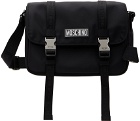 Moschino Black Logo Patch Messenger Bag