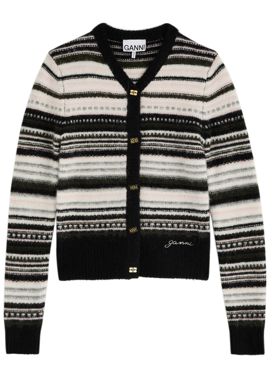 Ganni striped hotsell alpaca wool blend cardigan