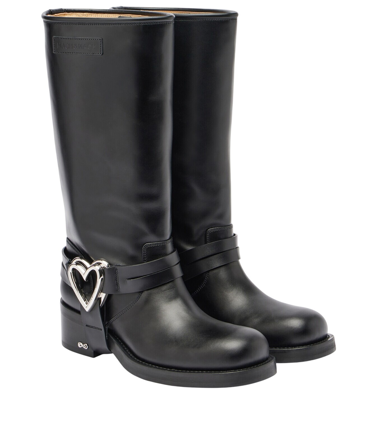 ロングブーツ MACH & MACH Black leather Galaxy Riding boots Mach & Mach Galaxy embellished leather loafers MACH & MACH