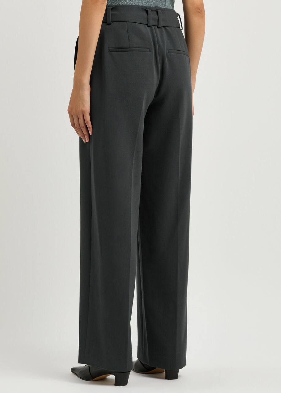 Vince Belted Wide-leg Trousers Grey
