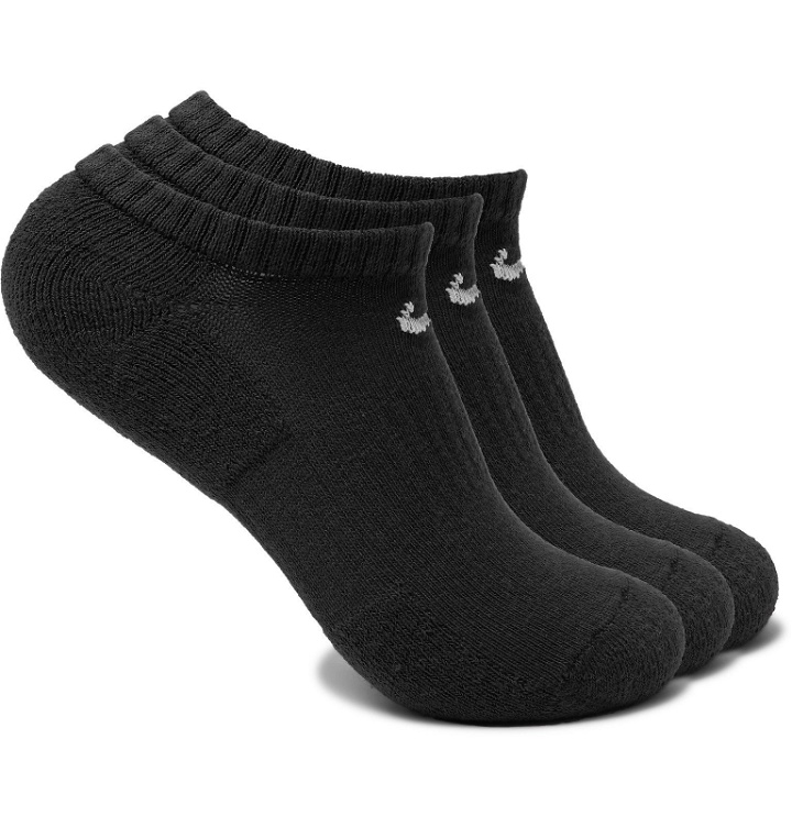Photo: Nike Training - Three-Pack Everyday Cushioned Dri-FIT Cotton-Blend No-Show Socks - Black
