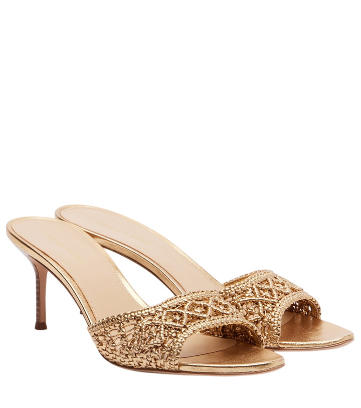 Photo: Veronica Beard Woven metallic leather mules