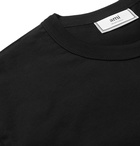 AMI - Logo-Appliquéd Cotton-Jersey T-Shirt - Black