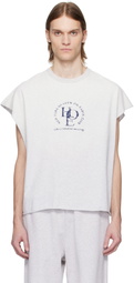 Alexander Wang Gray Distressed Logo Oversized Muscle T-shirt