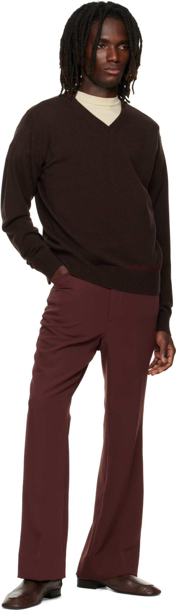 NEEDLES Brown Poly Light Double Cloth Boot-Cut Trousers