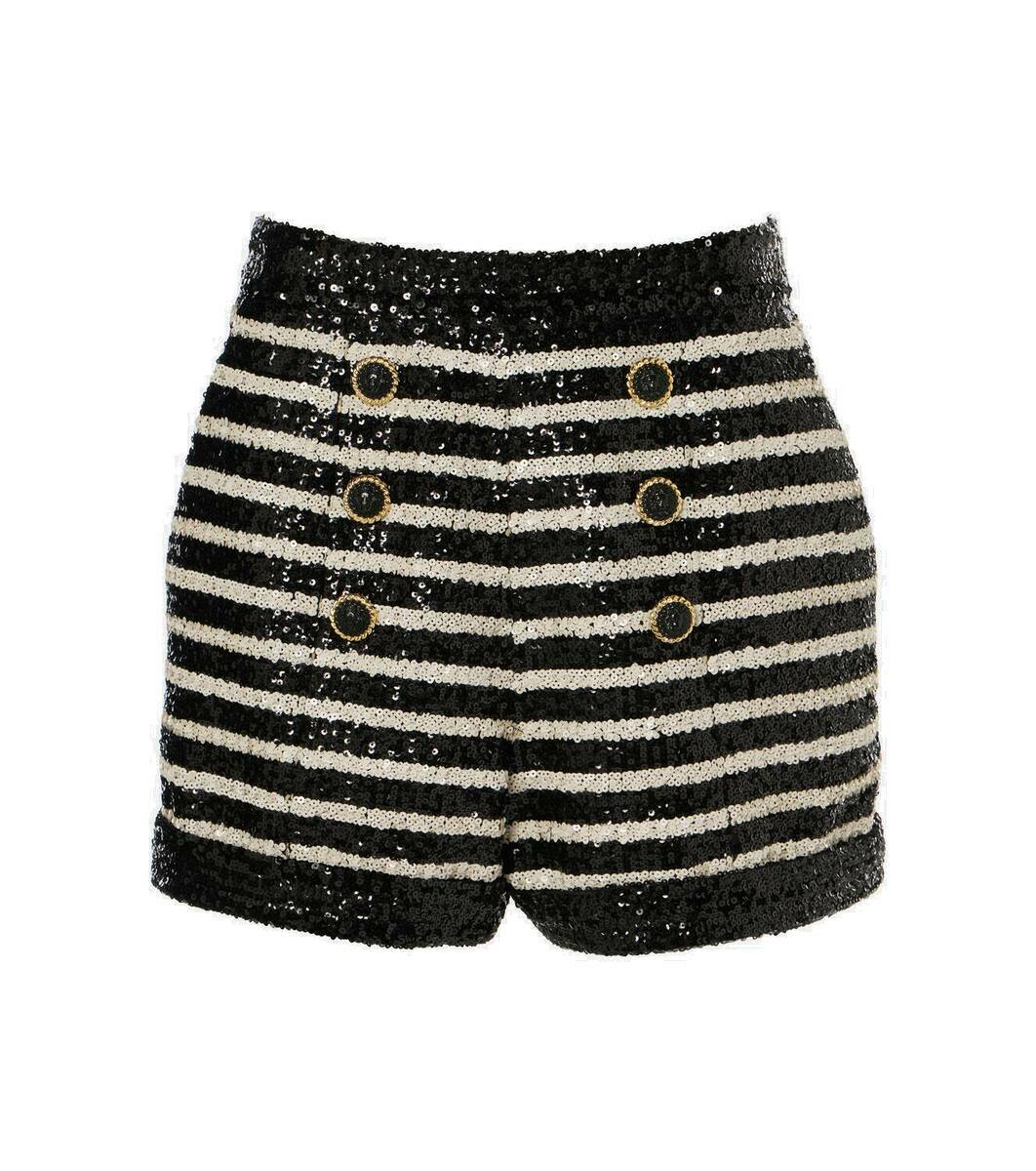 ショートパンツ BALMAIN Sequined shorts Balmain Sequined striped shorts Balmain