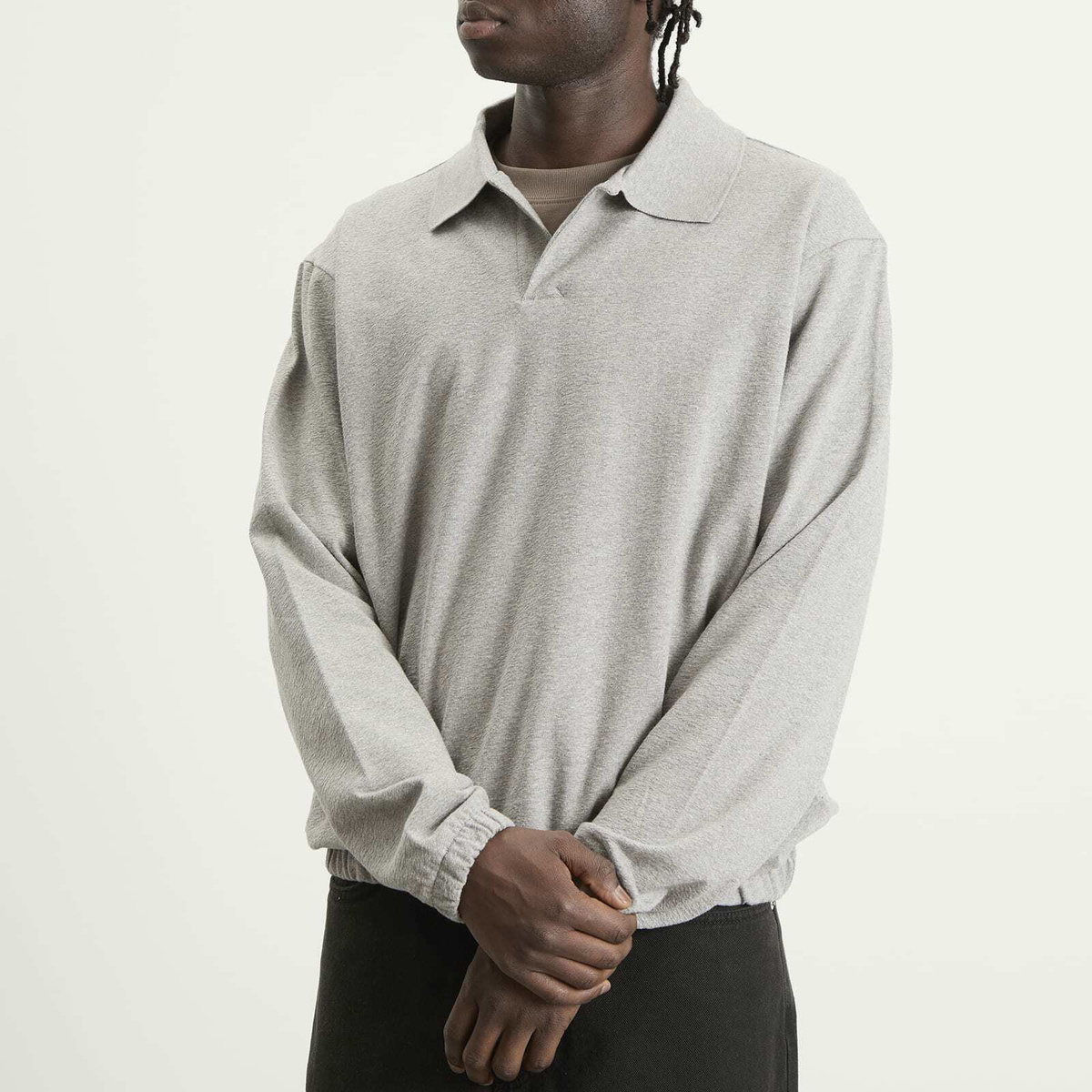 Norse Projects Men's Sylane Relaxed Jersey Polo in Grey Melange