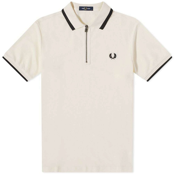 Photo: Fred Perry Authentic Men's Half Zip Polo Shirt in Ecru